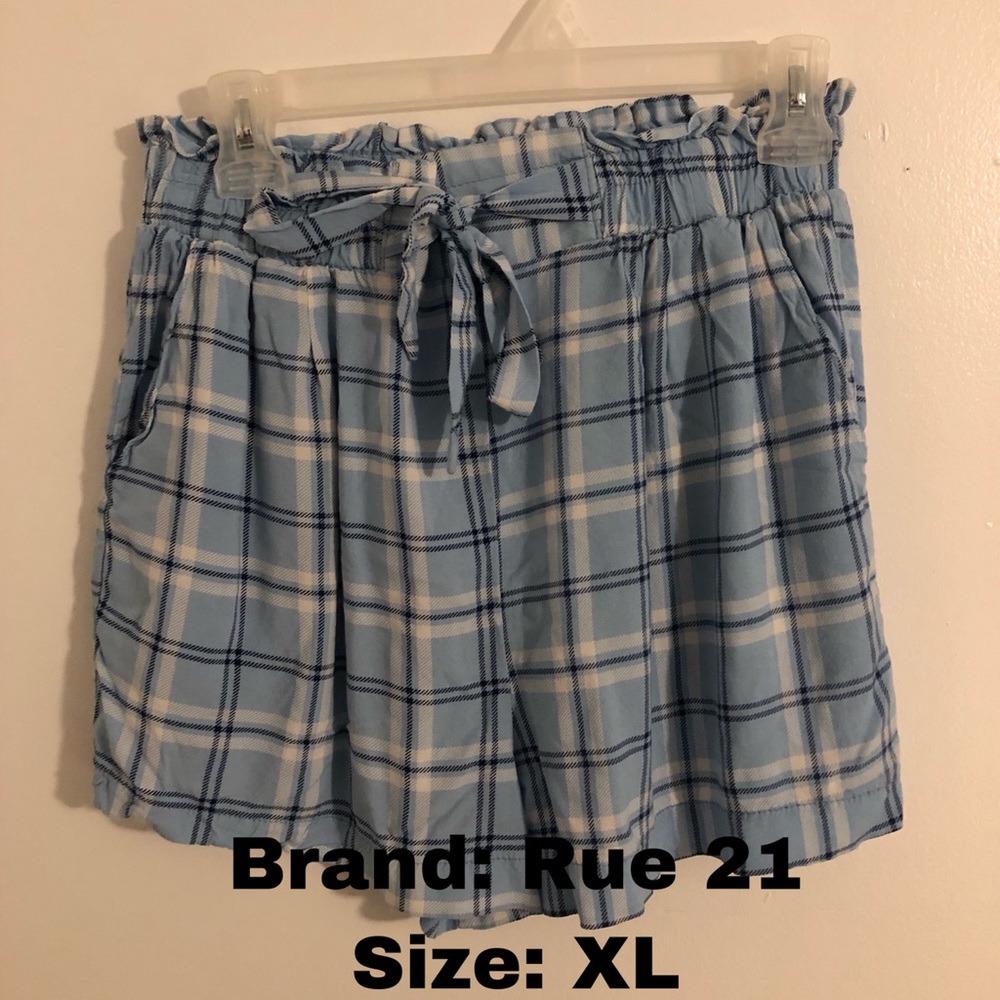 Blue plaid Paperbag shorts